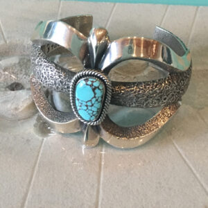 Aaron Anderson Tufa Cast Cuff Bracelet with Kingman Turquoise