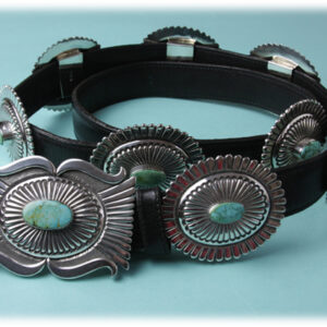Thomas Jim Silver Sunburst Concho Belt with Kingman Turquoise