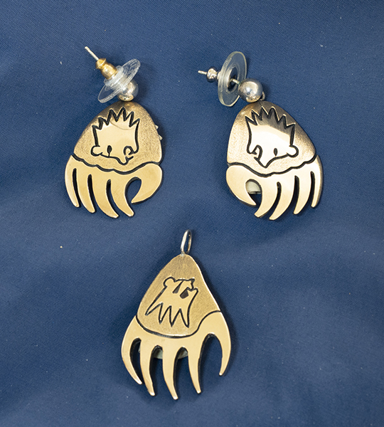 Watson Honanie Bear Paw Pendant and Earrings